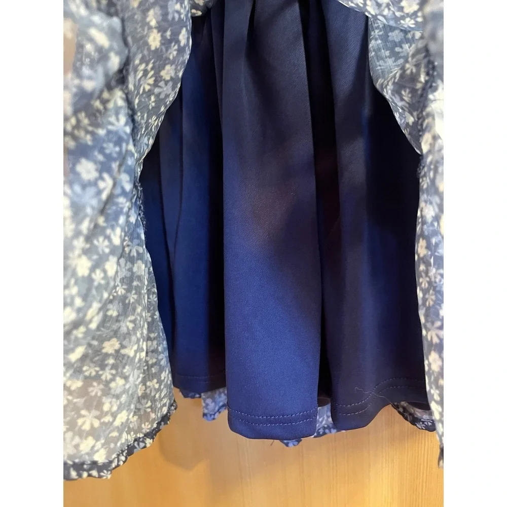 NWT Altar'd State Blue Floral Smocked Tiered Mini Skirt Size X-Small Boho Flawed